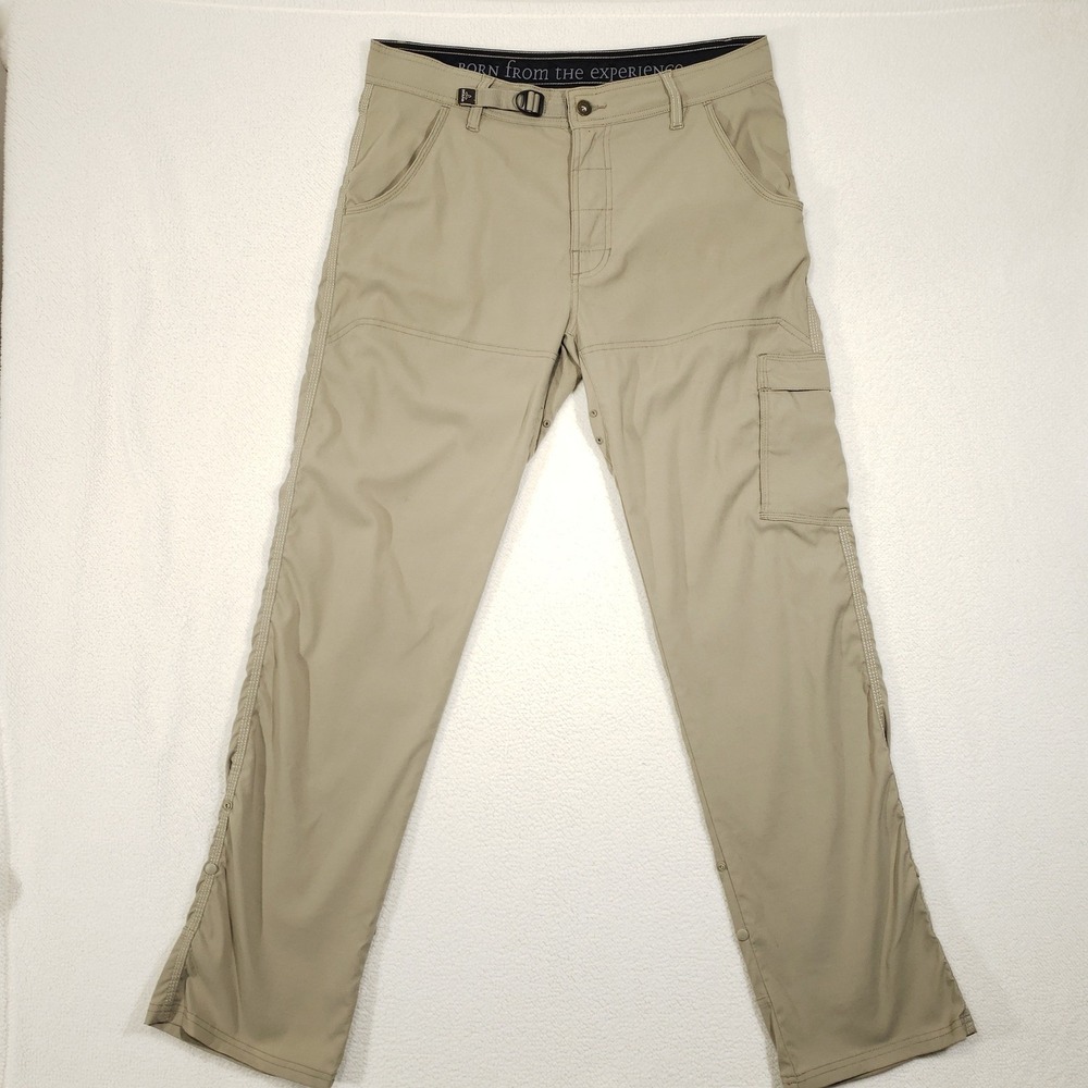 Prana Stretch Zion Pants Men Medium 34" Inseam Tan M4ST34111 Hiking Cargo